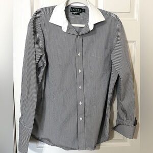 Ralph Lauren Black and White Striped Men's button down shirt, 100% cotton